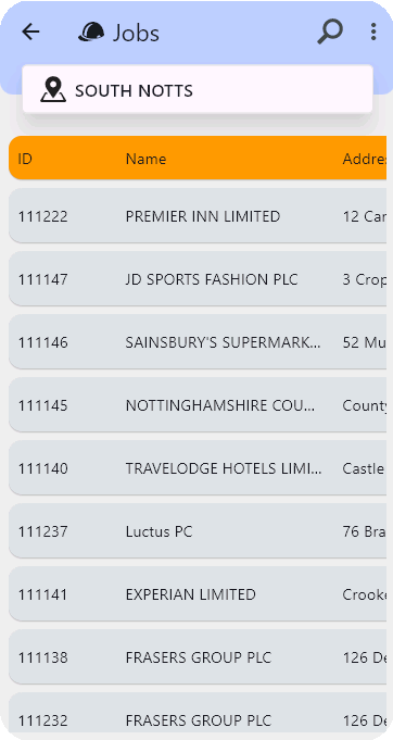 ProWat mobile app jobs list